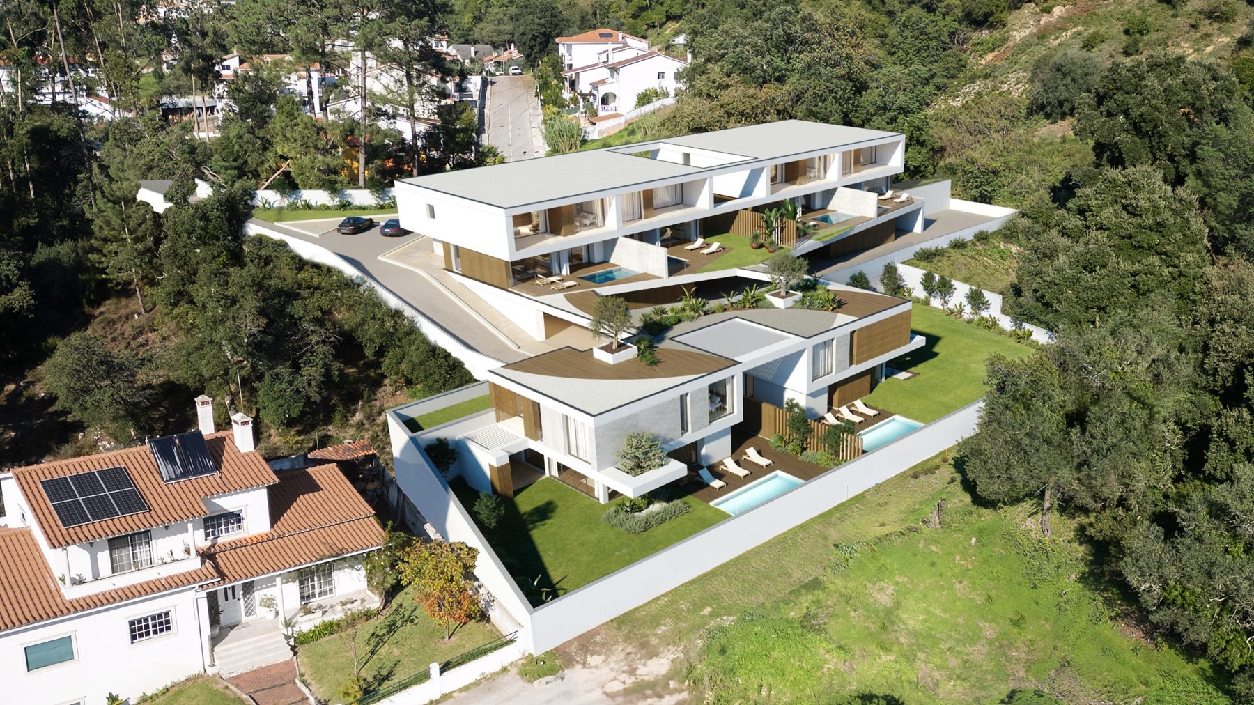 Vista aérea do condomínio São Romão Residence, Leiria
