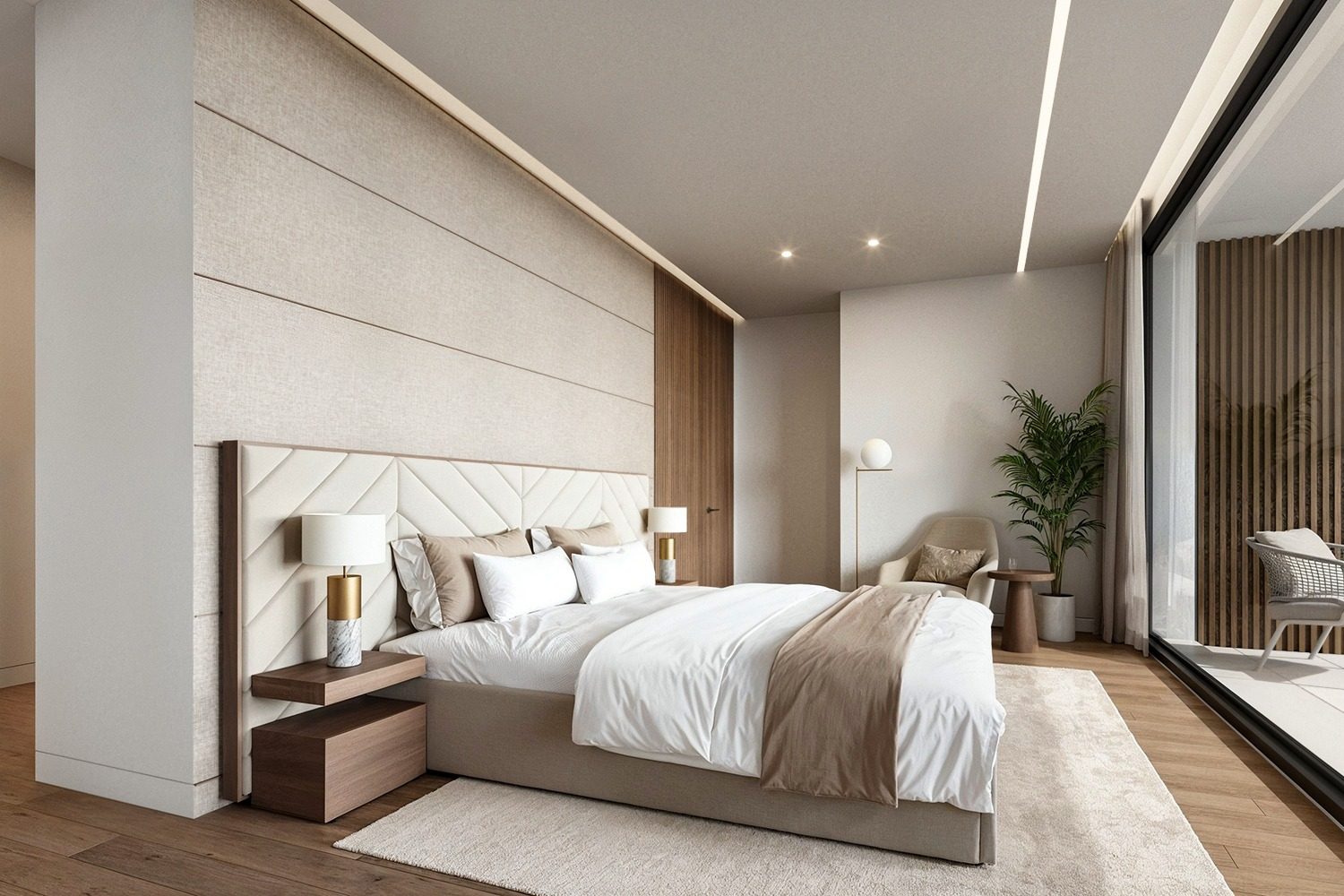 Interior de moradia T4 — suite principal, São Romão Residence, Leiria