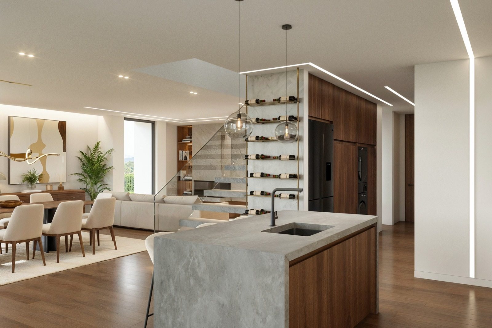 Interior de moradia T4 — sala de estar, São Romão Residence, Leiria